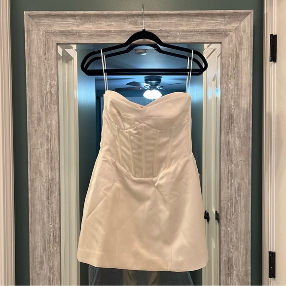 Reformation Pacie Satin Dress Lace Up Back - Picture 6 of 12